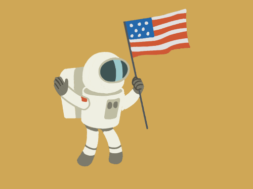 Original astronaut mascot loop GIF with a flat background